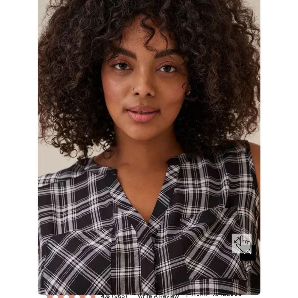 NWT torrid Harper Sleeveless Plaid Georgette Blouse - Black/White - Picture 4 of 11